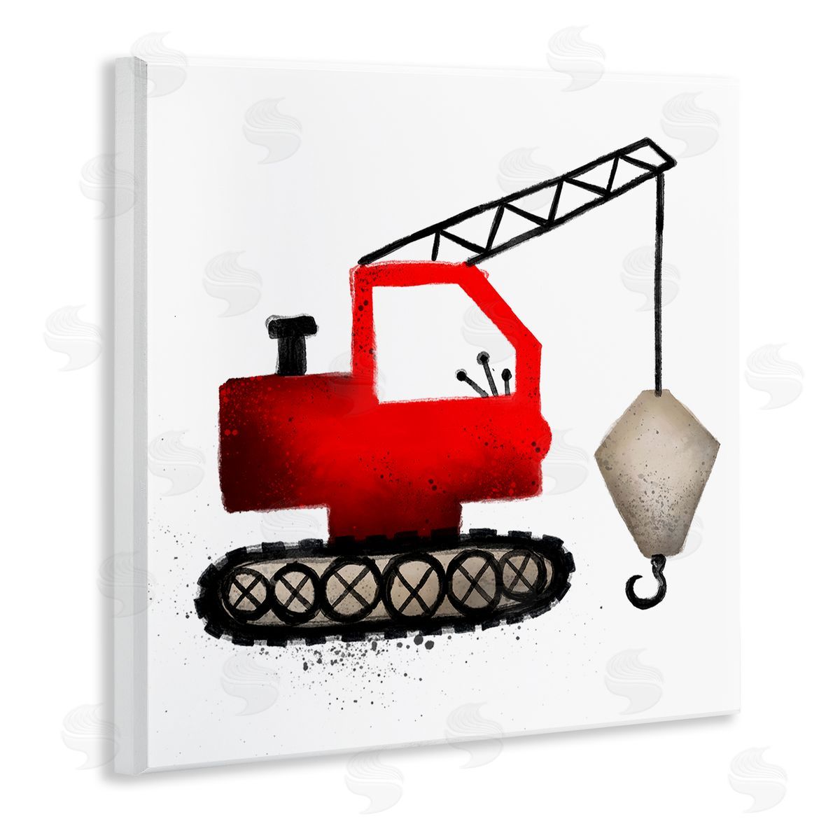 Elizabeth Medley Red Construction Vehicle Wooden Wall Plaque Art Print