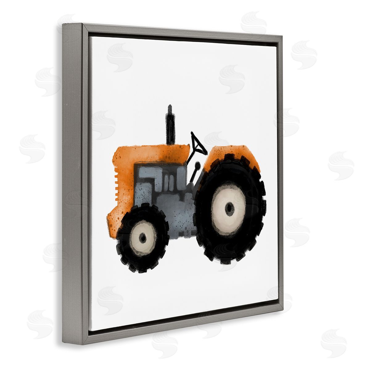 Elizabeth Medley Farm Tractor Vehicle Gray Floating Frame Canvas Wall Art Print
