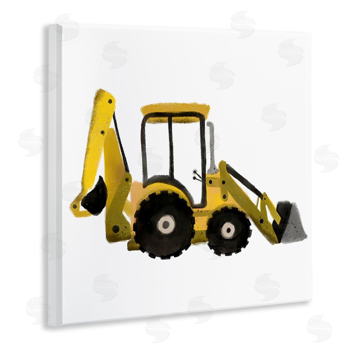 Elizabeth Medley Yellow Simple Bulldozer Wooden Wall Plaque Art Print