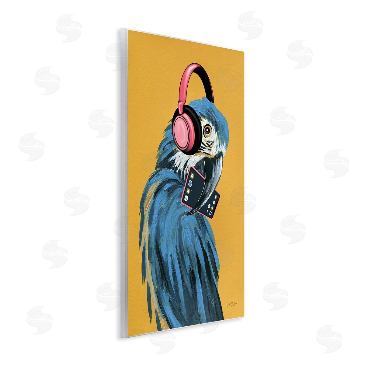 Parrot Listening to Music Wood Plaque Wall Art, Home Decor by Yvette St. Amant