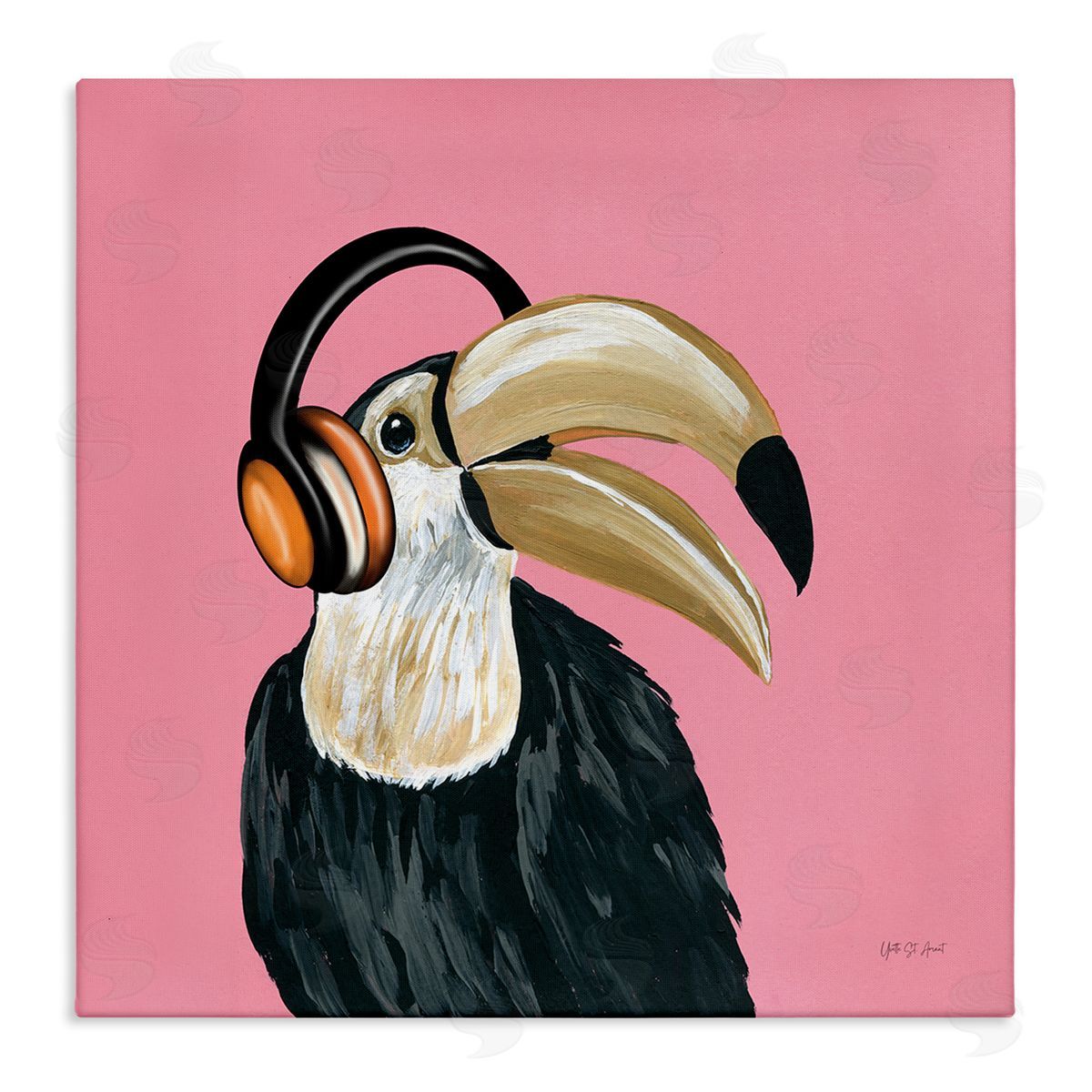 Yvette St. Amant Toucan with Headphones Canvas Wall Art Print
