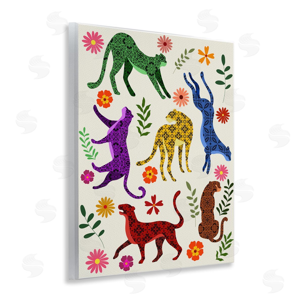 Boho Patterned Cheetahs Wood Plaque Wall Art, Home Decor by Regina Moore