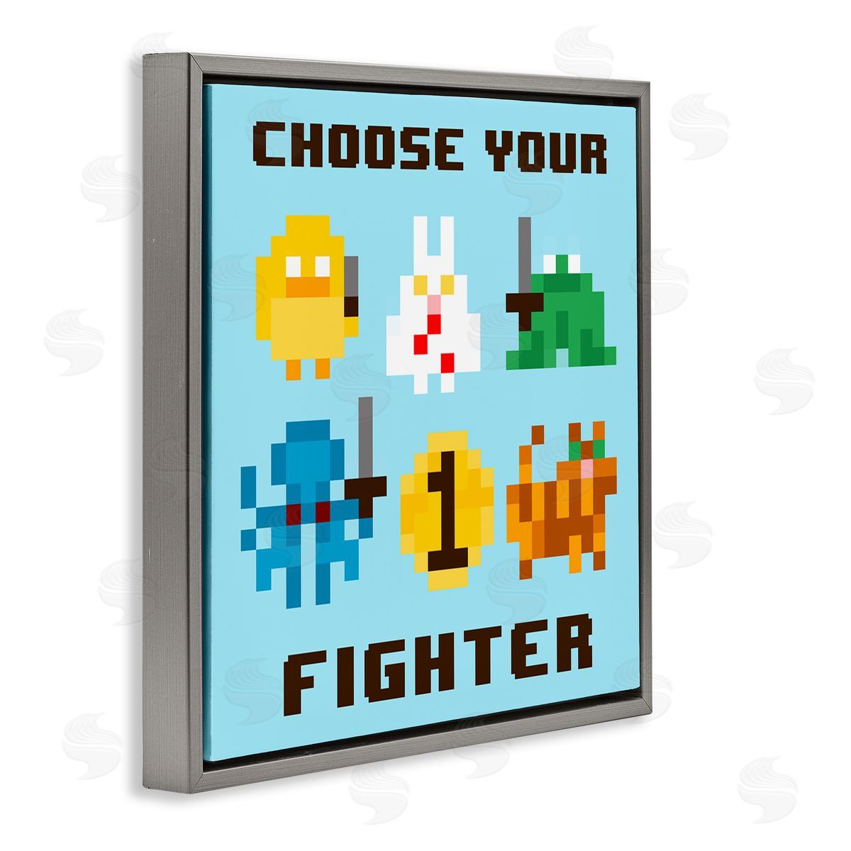 June Erica Vess Choose Your Fighter Gray Floating Frame Canvas Wall Art Print