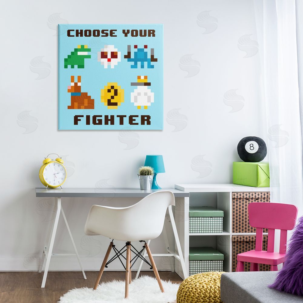 June Erica Vess Choose Gaming Fighter Canvas Wall Art Print in Room