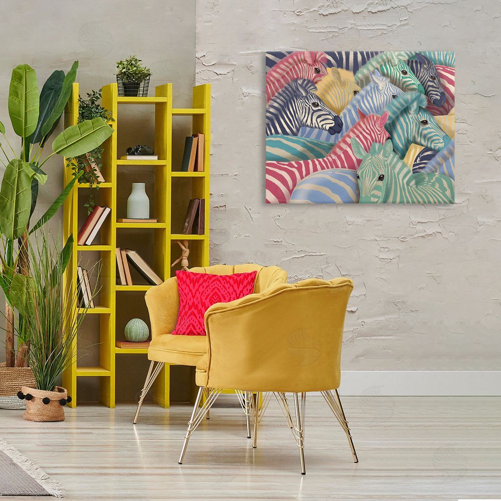 Fab Funky Modern Hued Zebras Canvas Wall Art Print in Room