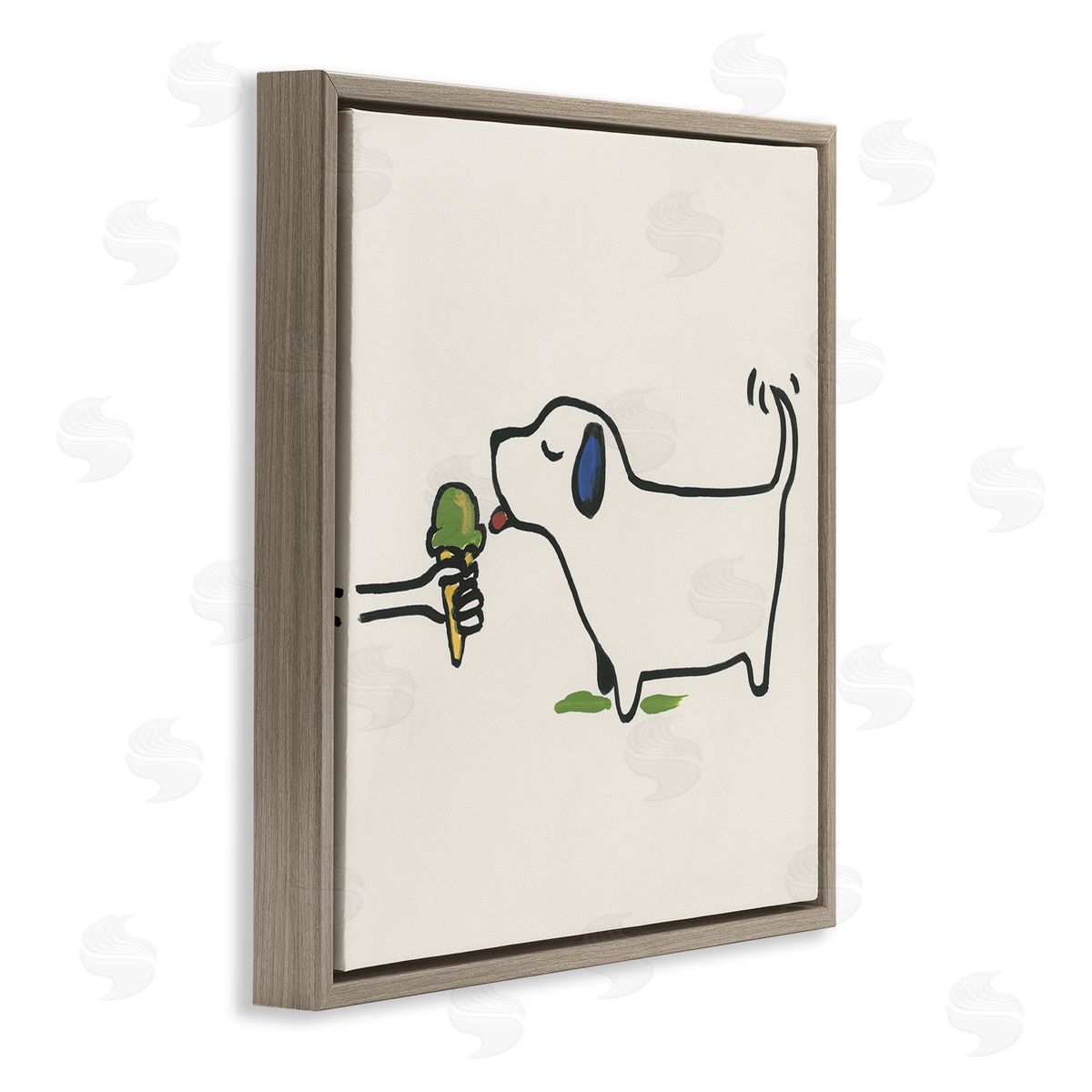 June Erica Vess Dog & Ice Cream Brown Floating Frame Canvas Wall Art Print