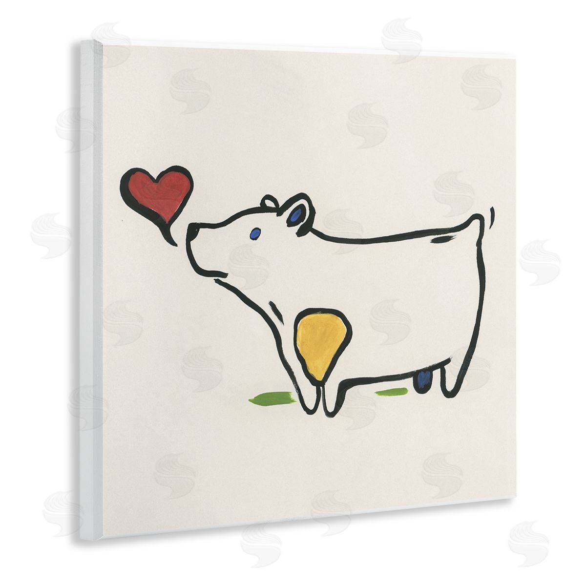 June Erica Vess Bear & Heart Doodle Wooden Wall Plaque Art Print