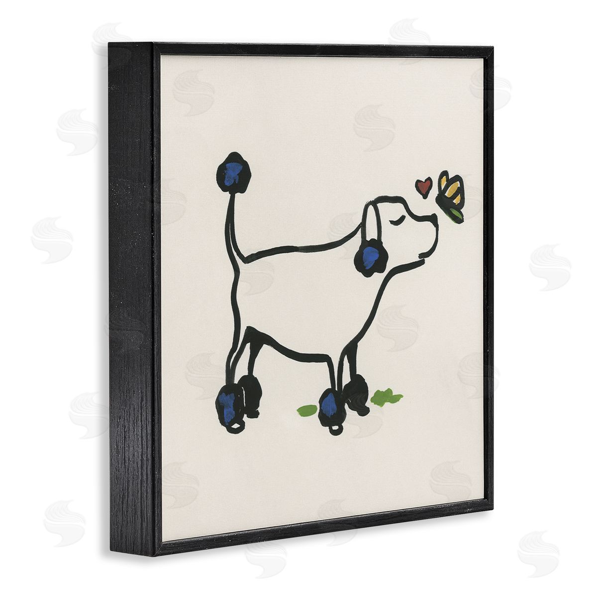 June Erica Vess Dog & Butterfly Black Framed Giclee Wall Art Print