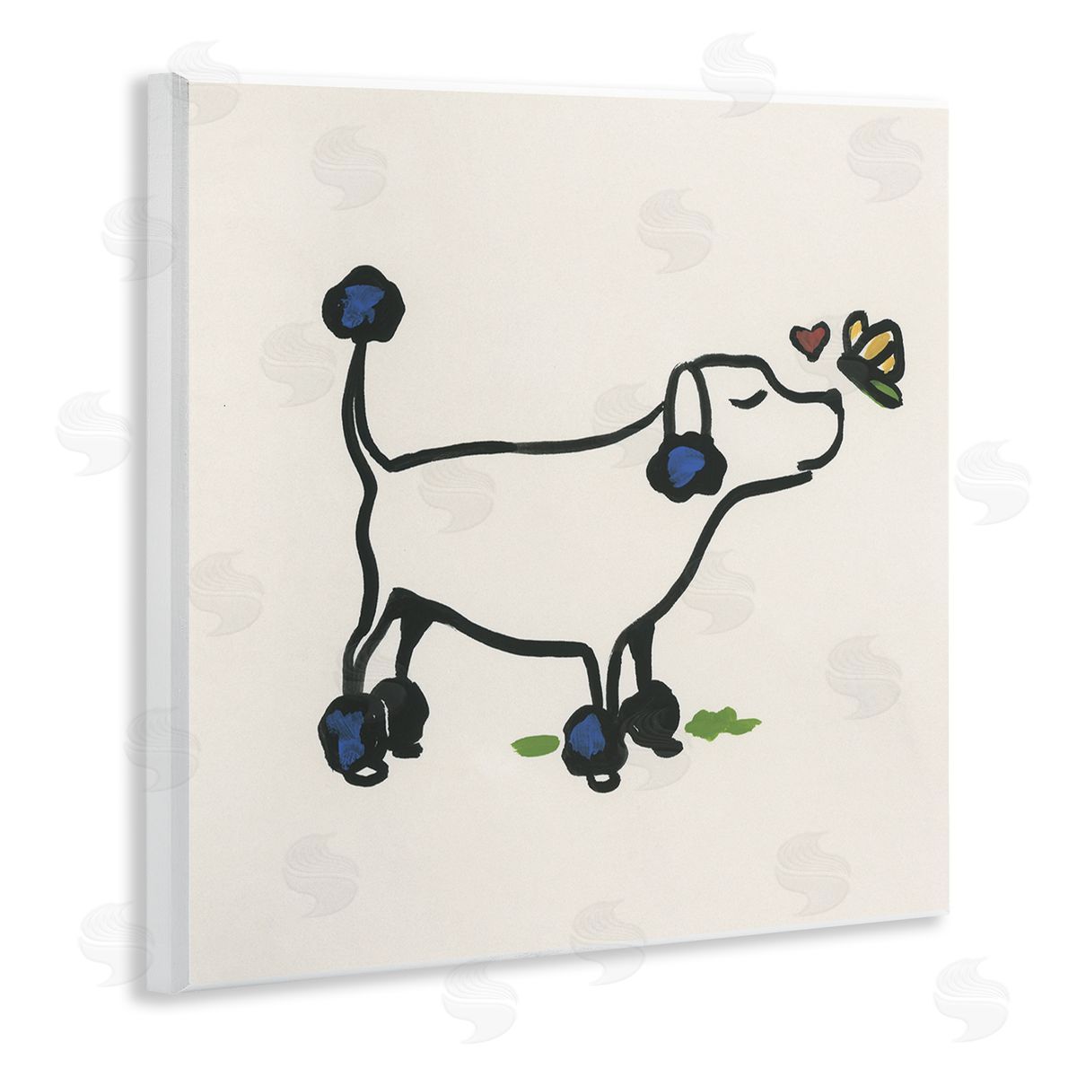 June Erica Vess Dog & Butterfly Wooden Wall Plaque Art Print