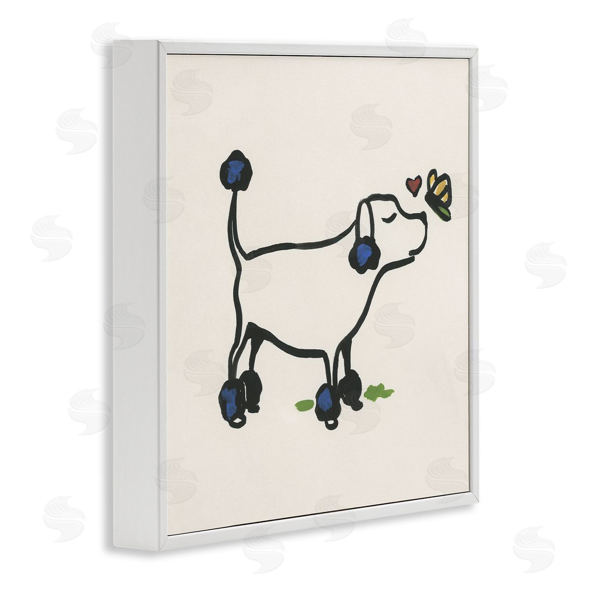 June Erica Vess Dog & Butterfly White Framed Giclee Wall Art Print