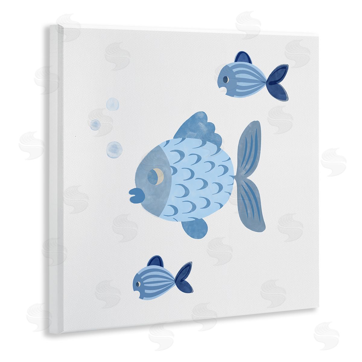 Carrie Cantwell Minimal Blue Fish Wooden Wall Plaque Art Print