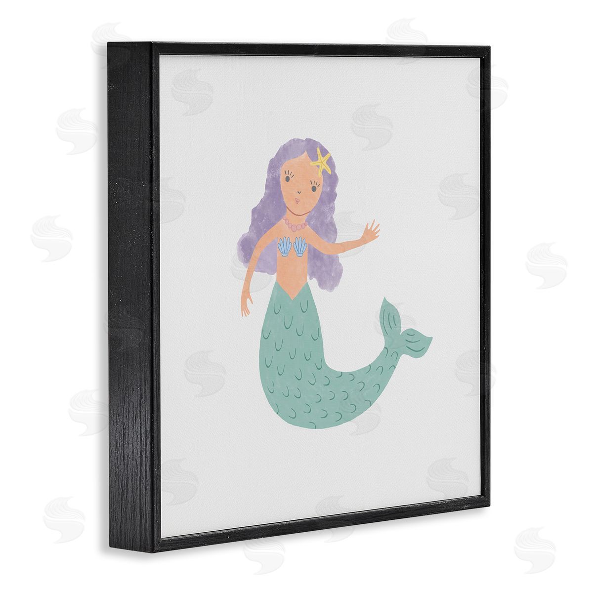 Carrie Cantwell Purple Hair Mermaid Black Framed Giclee Wall Art Print