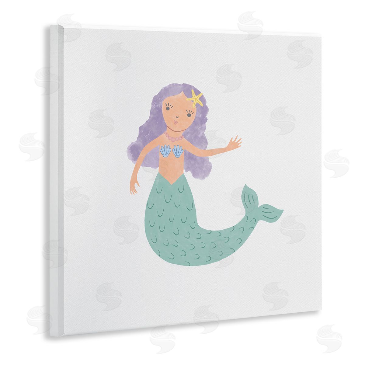 Carrie Cantwell Purple Hair Mermaid Wooden Wall Plaque Art Print