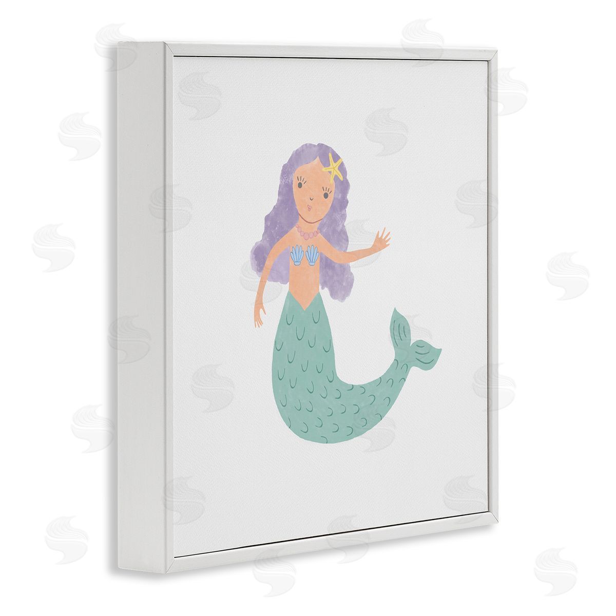 Carrie Cantwell Purple Hair Mermaid White Framed Giclee Wall Art Print