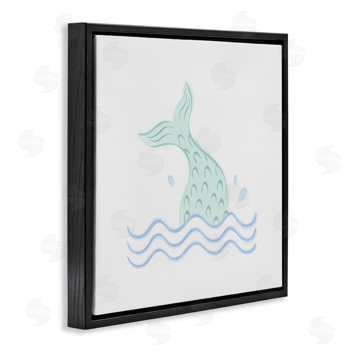 Carrie Cantwell Mermaid Tail in Water Black Floating Frame Canvas Wall Art Print