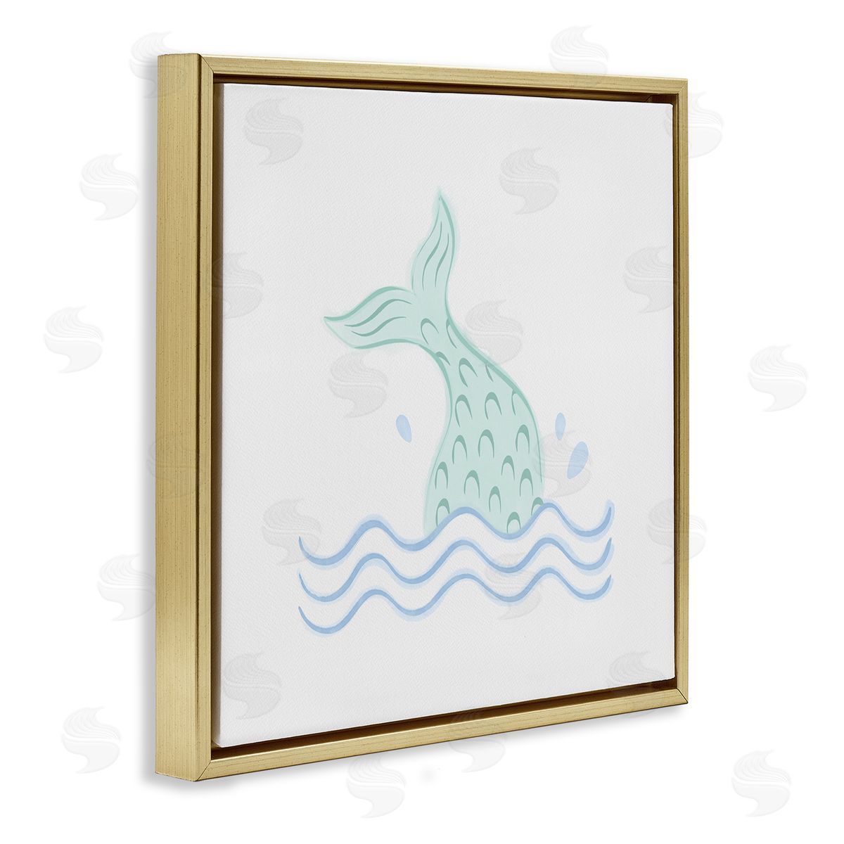 Carrie Cantwell Mermaid Tail in Water Gold Floating Frame Canvas Wall Art Print