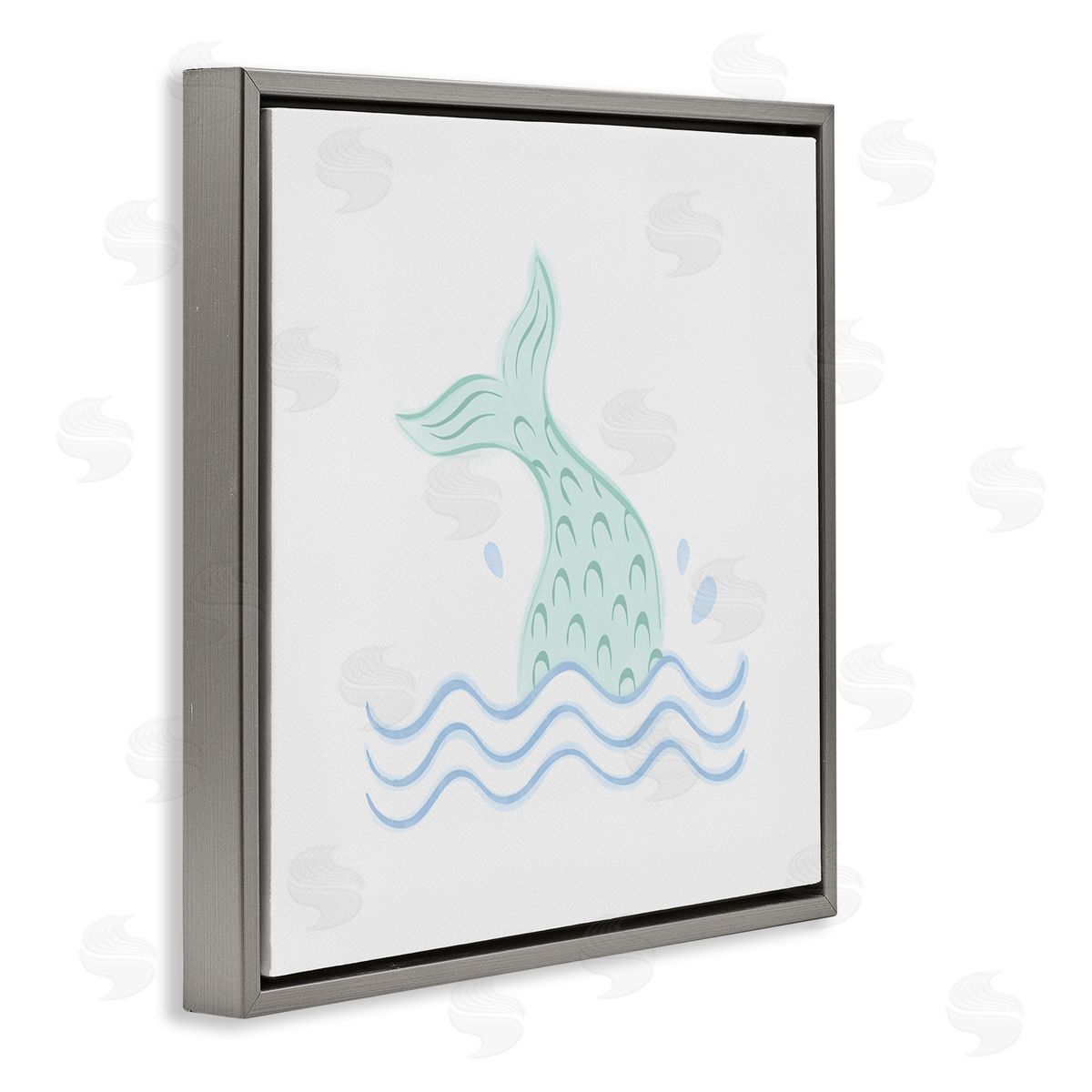Carrie Cantwell Mermaid Tail in Water Gray Floating Frame Canvas Wall Art Print