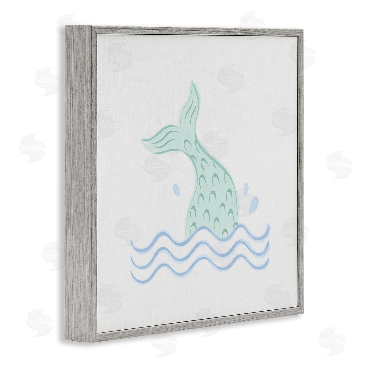 Carrie Cantwell Mermaid Tail in Water Gray Framed Giclee Wall Art Print