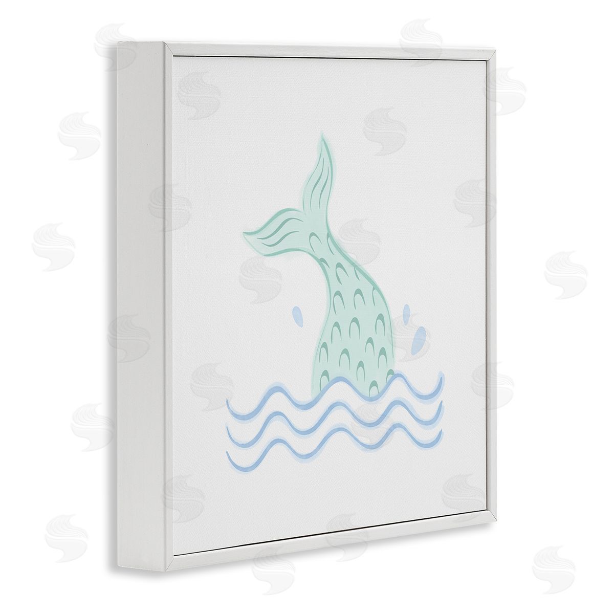 Carrie Cantwell Mermaid Tail in Water White Framed Giclee Wall Art Print