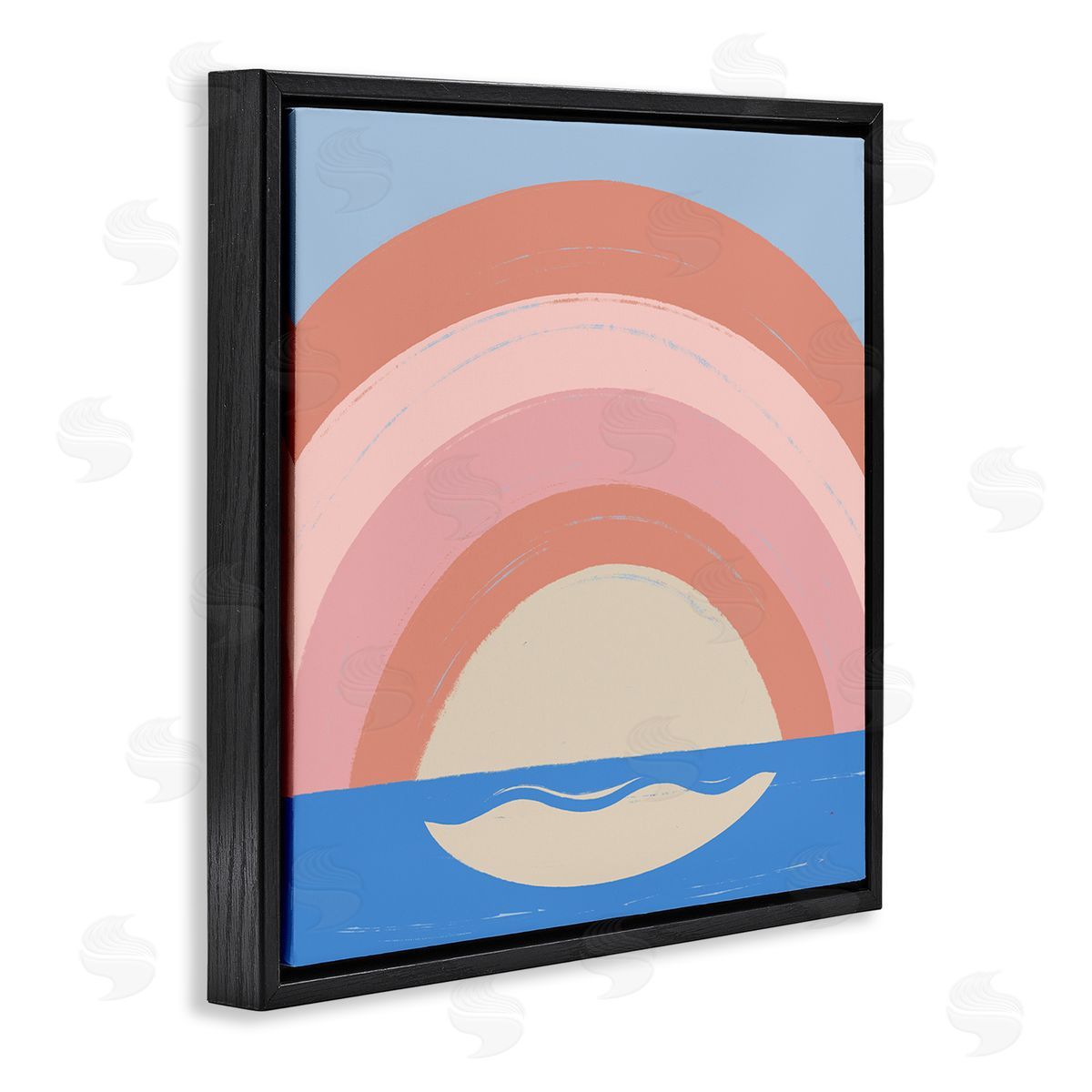 Carrie Cantwell Ocean Rainbow Reflection Black Floating Frame Canvas Wall Art Print