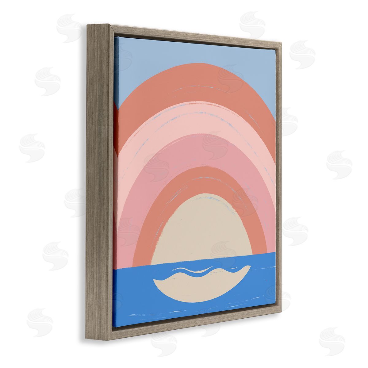 Carrie Cantwell Ocean Rainbow Reflection Brown Floating Frame Canvas Wall Art Print