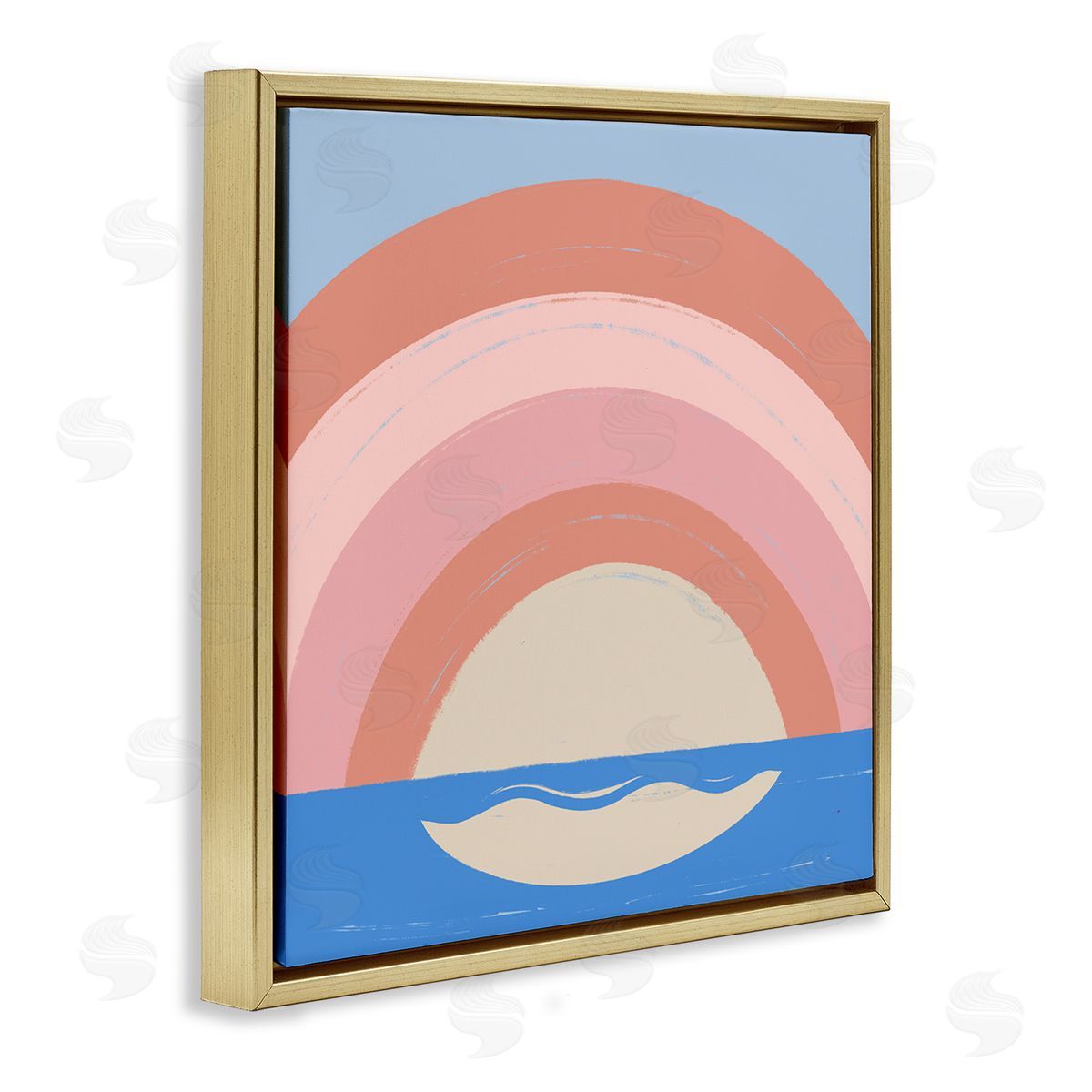 Carrie Cantwell Ocean Rainbow Reflection Gold Floating Frame Canvas Wall Art Print