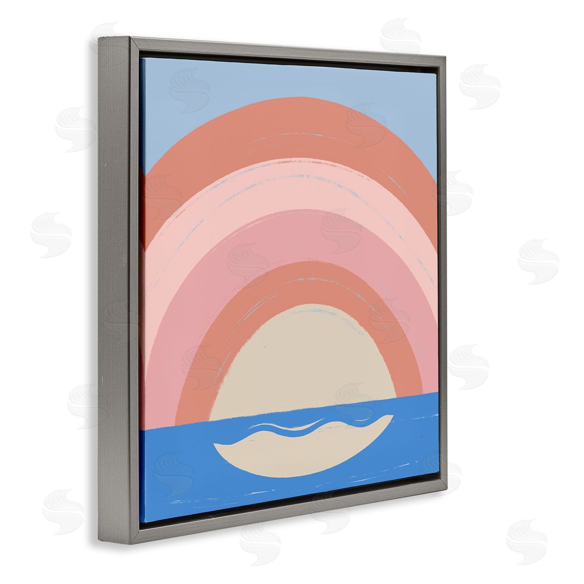 Carrie Cantwell Ocean Rainbow Reflection Gray Floating Frame Canvas Wall Art Print