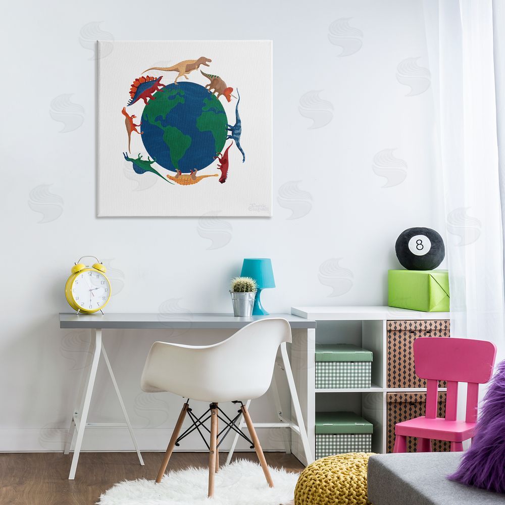 Carrie Cantwell When Dinos Roamed Canvas Wall Art Print in Room