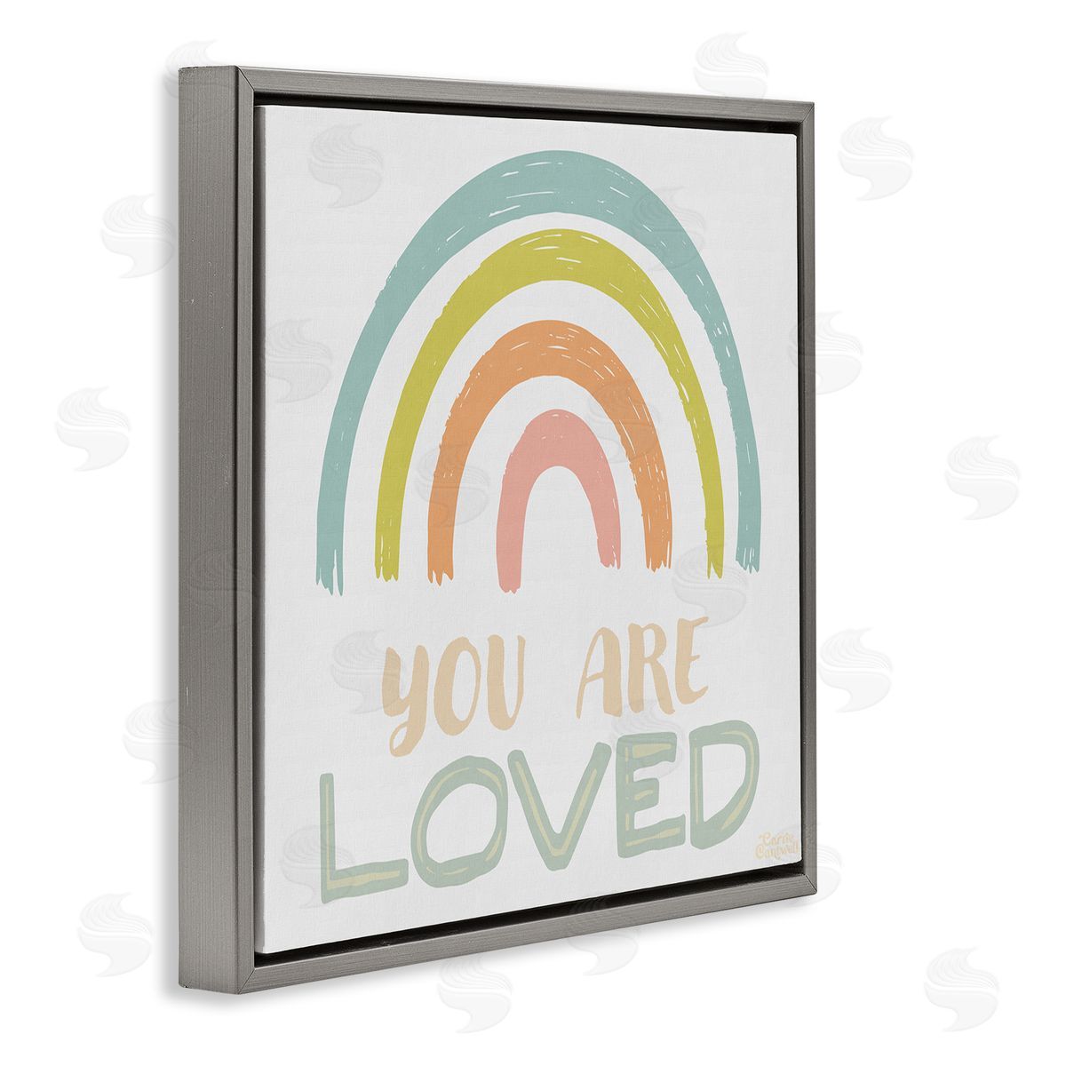 Carrie Cantwell You Are Loved Rainbow Gray Floating Frame Canvas Wall Art Print