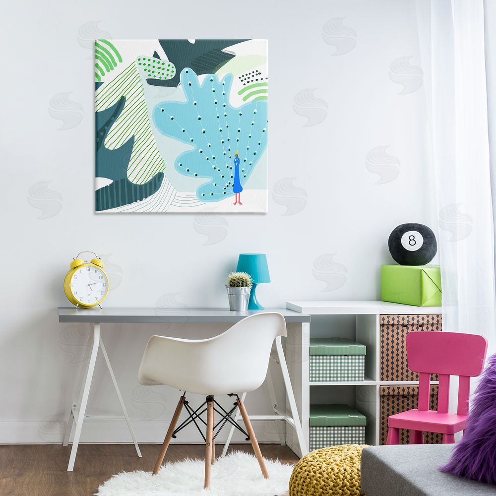 Carla Daly Whimsical Patterned Peacock Canvas Wall Art Print in Room
