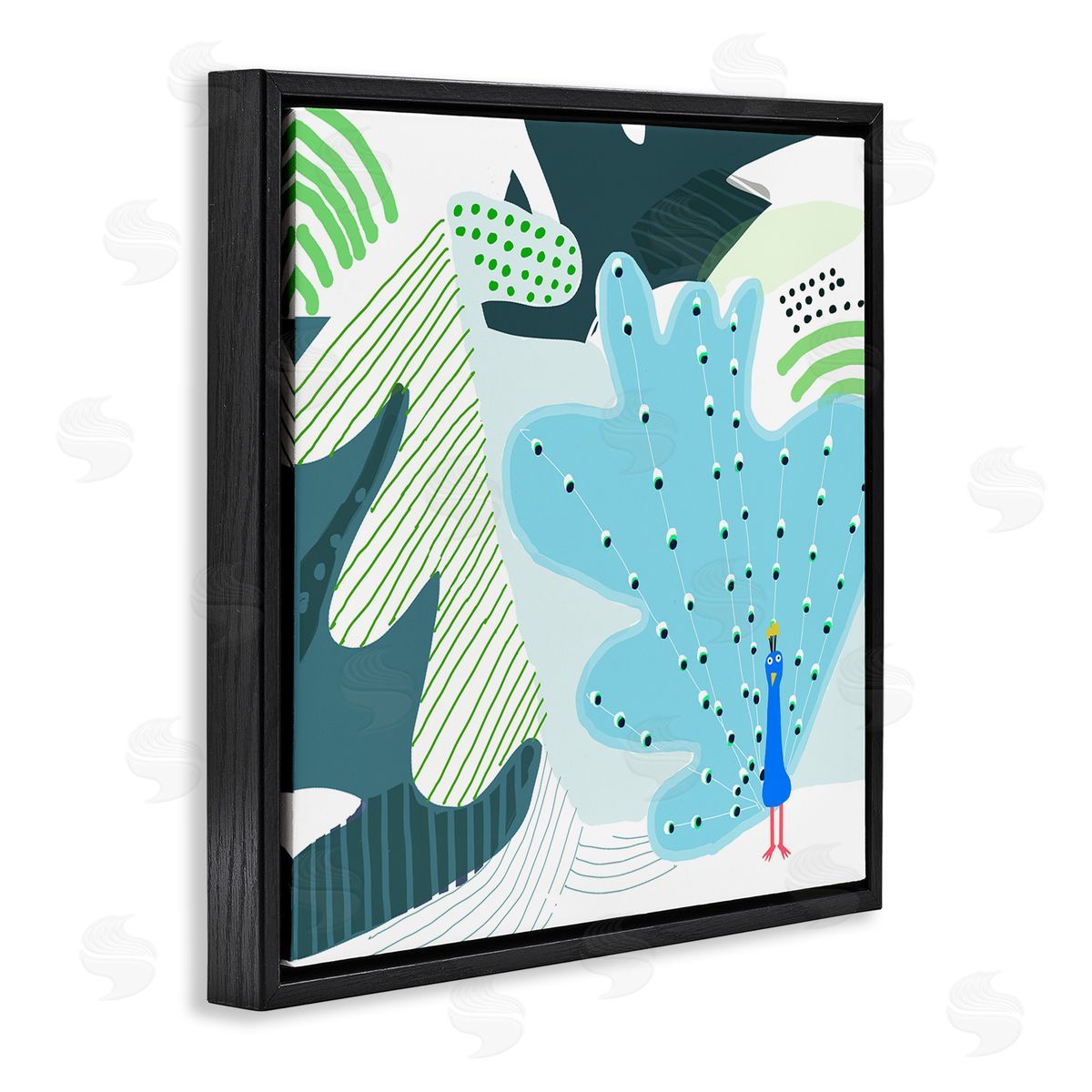 Carla Daly Whimsical Patterned Peacock Black Floating Frame Canvas Wall Art Print