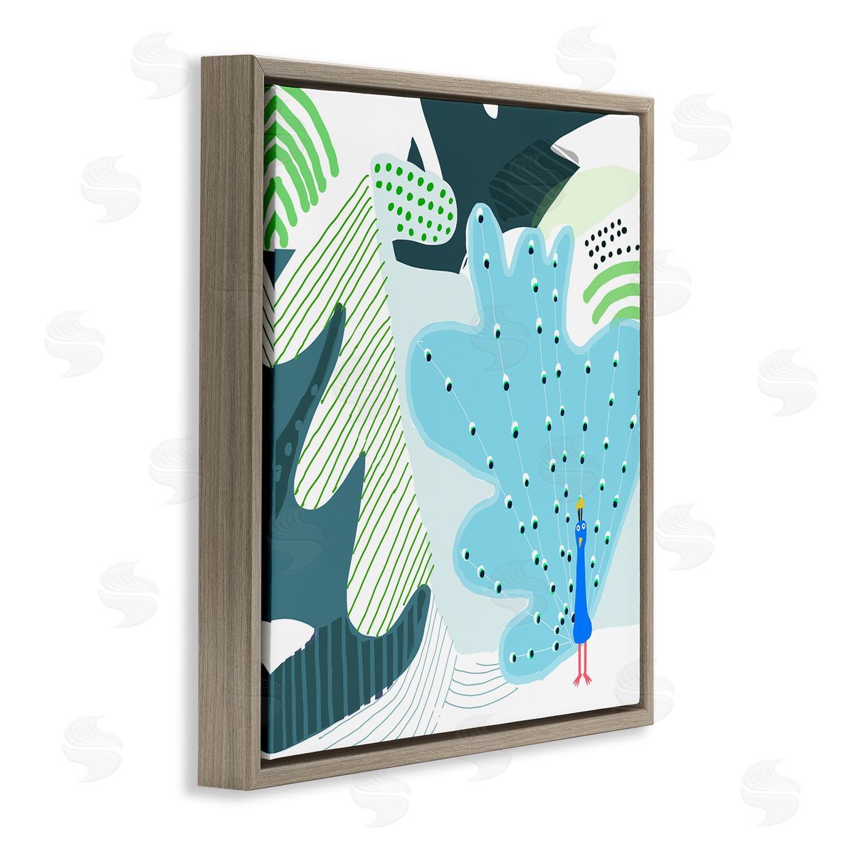 Carla Daly Whimsical Patterned Peacock Brown Floating Frame Canvas Wall Art Print