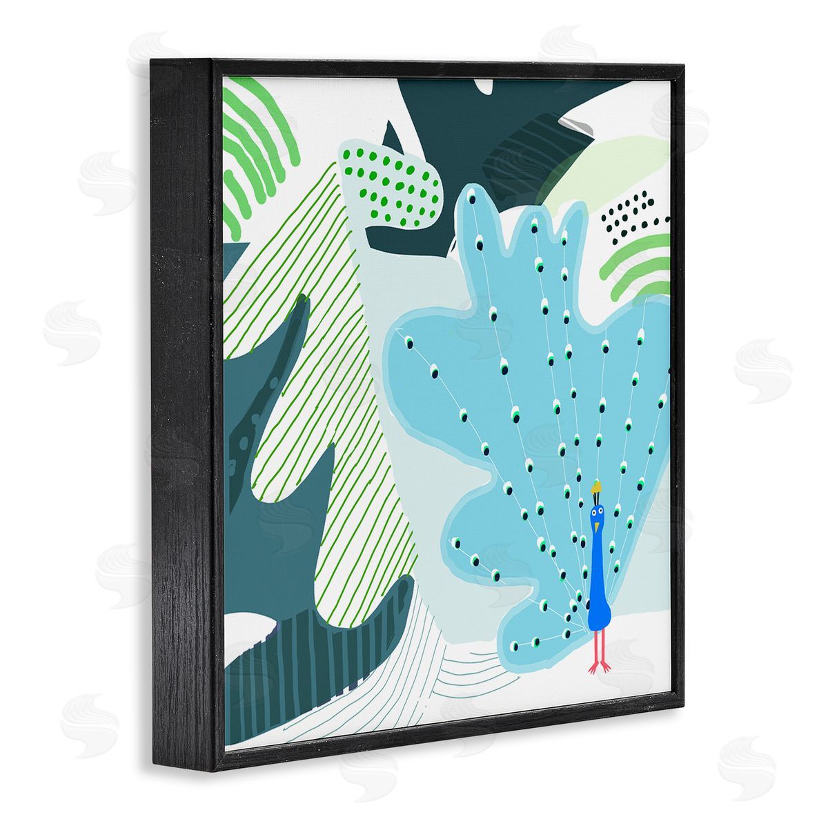 Carla Daly Whimsical Patterned Peacock Black Framed Giclee Wall Art Print