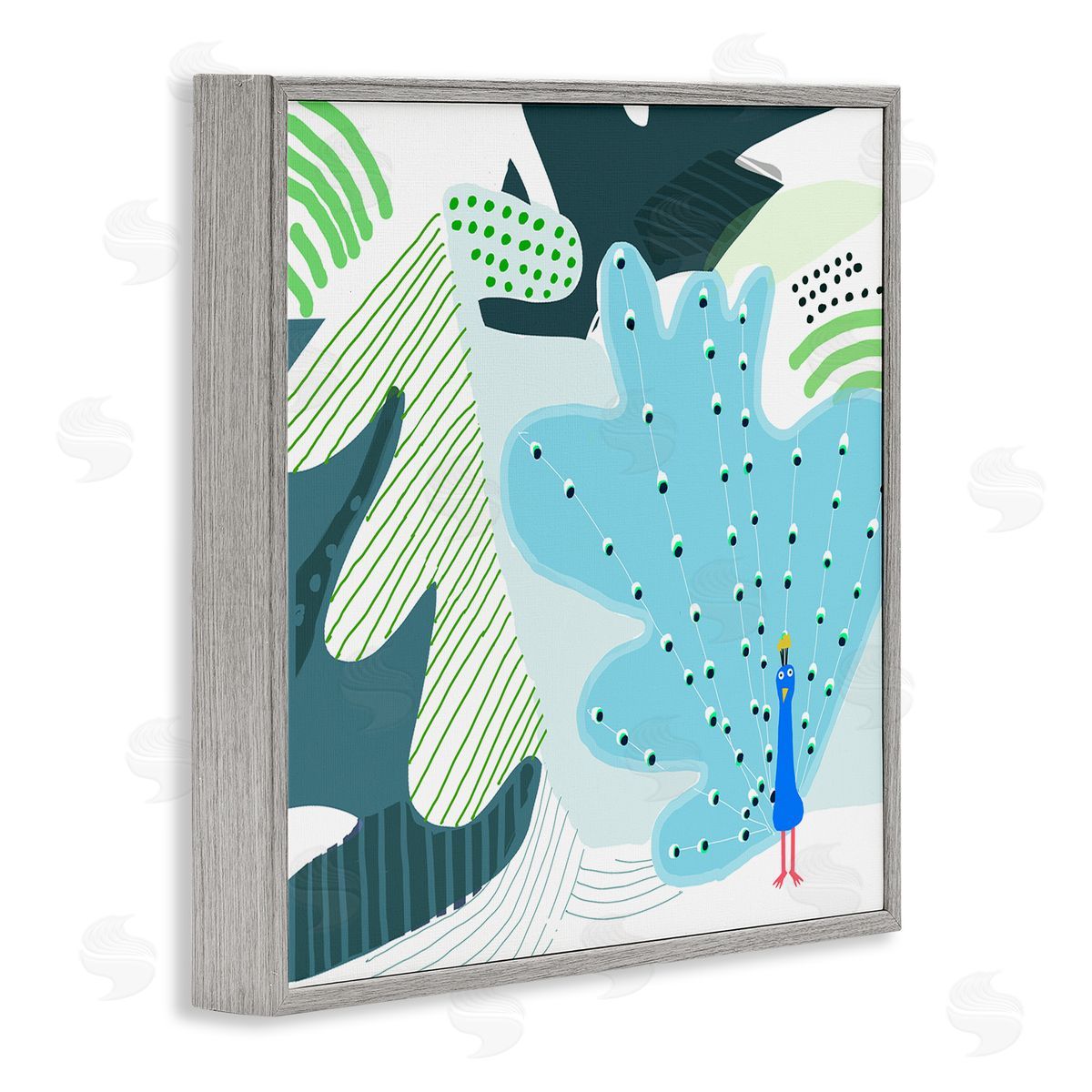 Carla Daly Whimsical Patterned Peacock Gray Framed Giclee Wall Art Print