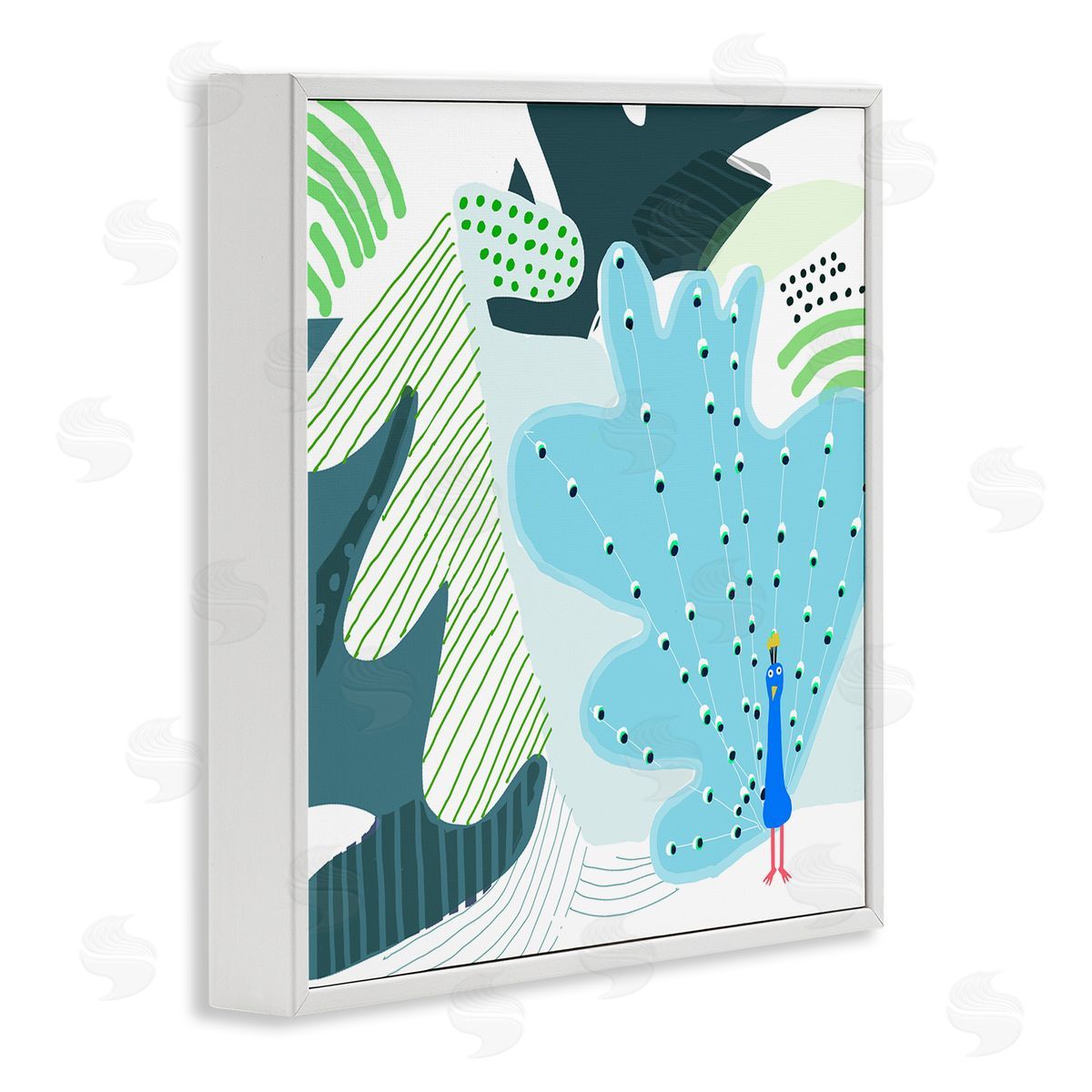 Carla Daly Whimsical Patterned Peacock White Framed Giclee Wall Art Print