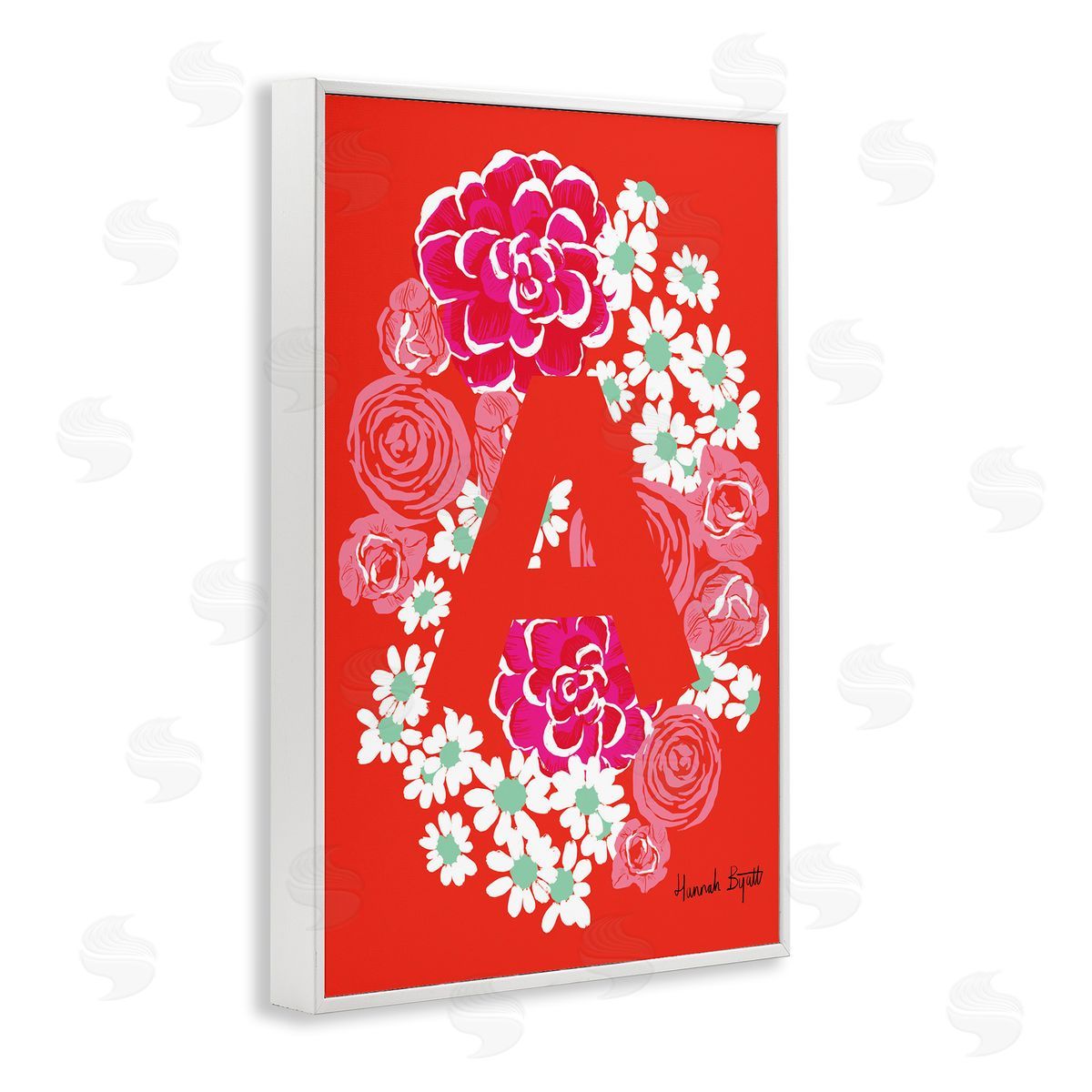 Floral Bloom Letter A White Frame Print Wall Art, Home Decor by Hannah Louise Byatt