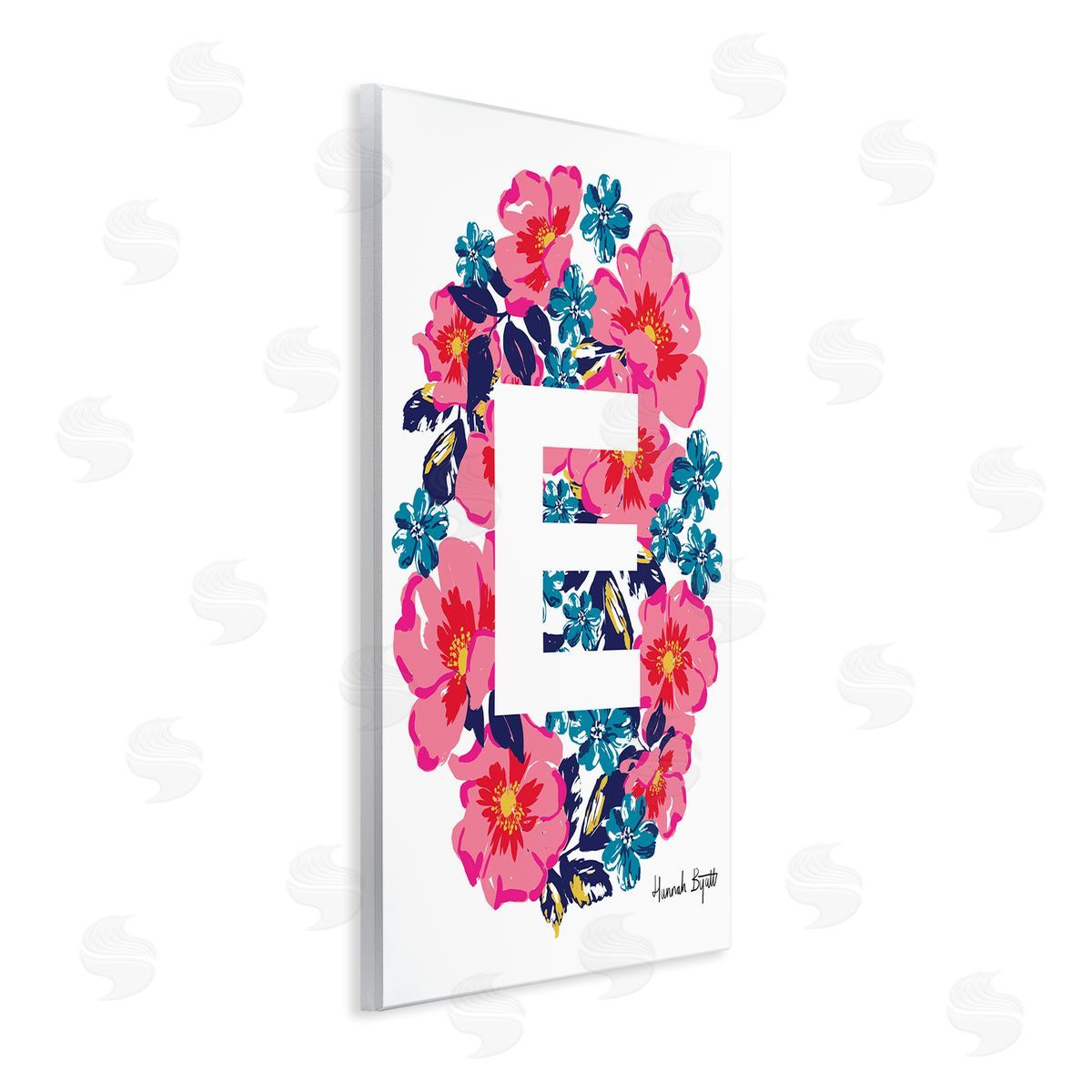 Floral Bloom Letter E Wood Plaque Wall Art, Home Decor by Hannah Louise Byatt