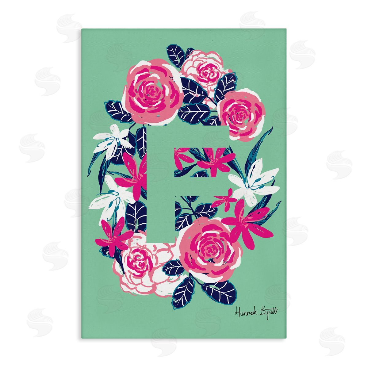 Floral Bloom Letter F Canvas Wall Art, Home Decor by Hannah Louise Byatt
