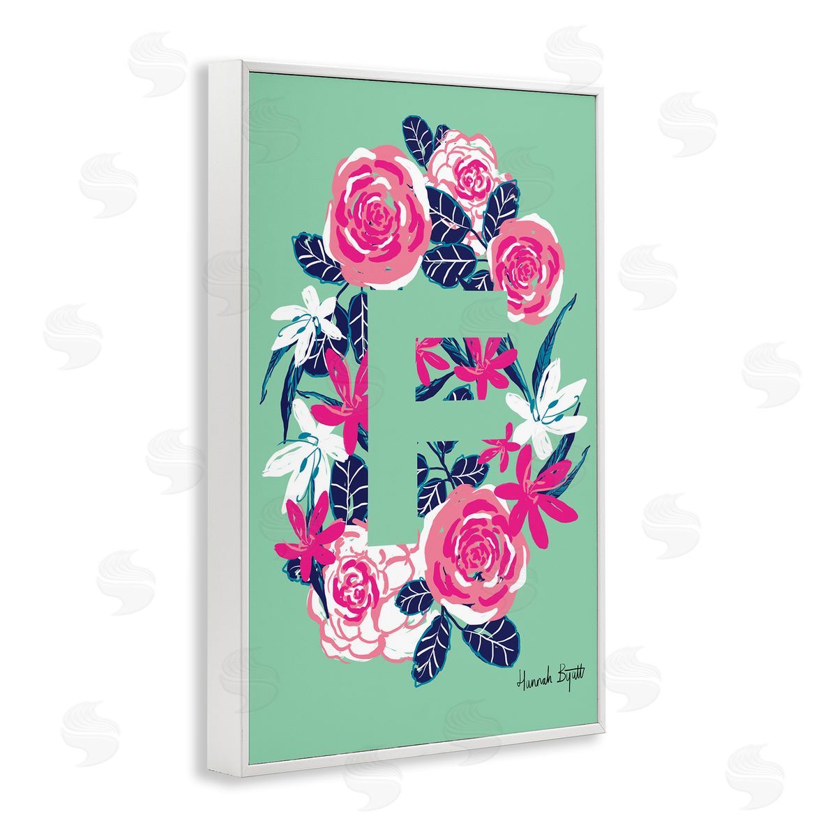 Floral Bloom Letter F White Frame Print Wall Art, Home Decor by Hannah Louise Byatt