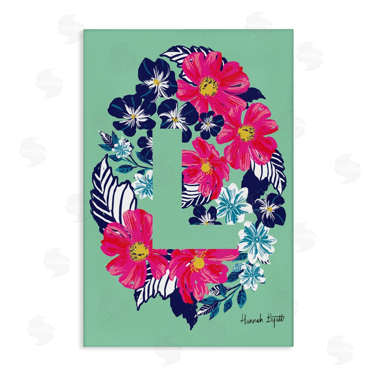 Floral Bloom Letter L Canvas Wall Art, Home Decor by Hannah Louise Byatt