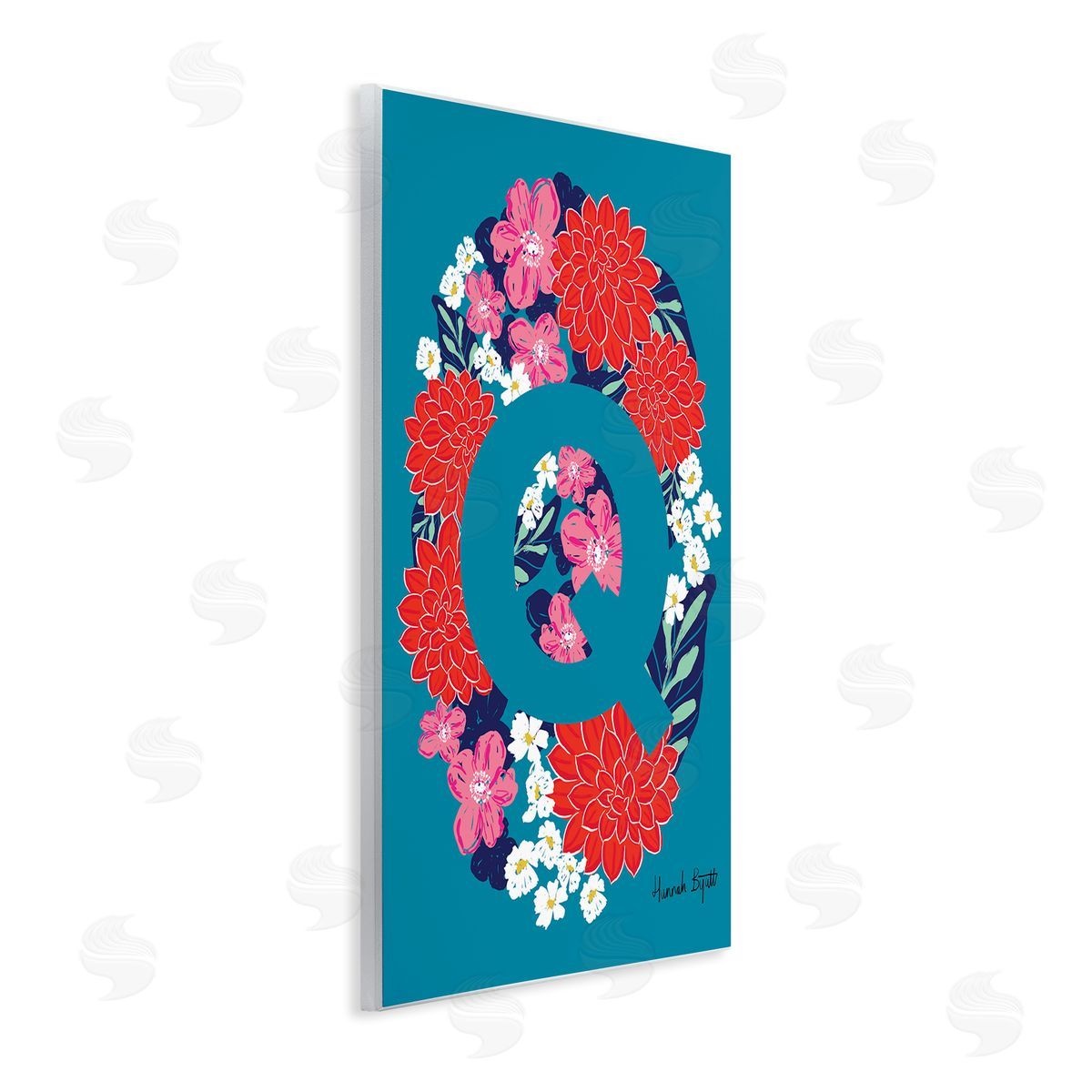 Floral Bloom Letter Q Wood Plaque Wall Art, Home Decor by Hannah Louise Byatt