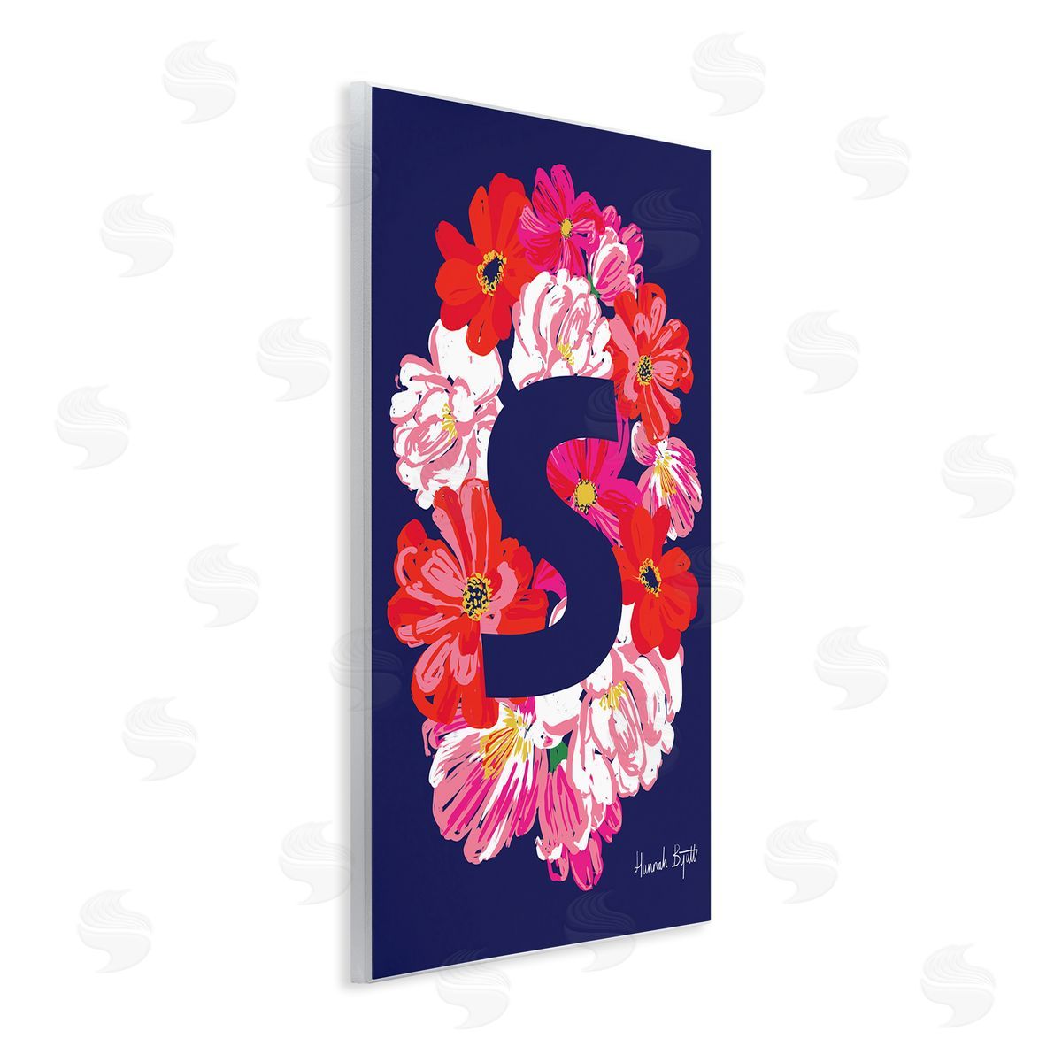 Floral Bloom Letter S Wood Plaque Wall Art, Home Decor by Hannah Louise Byatt