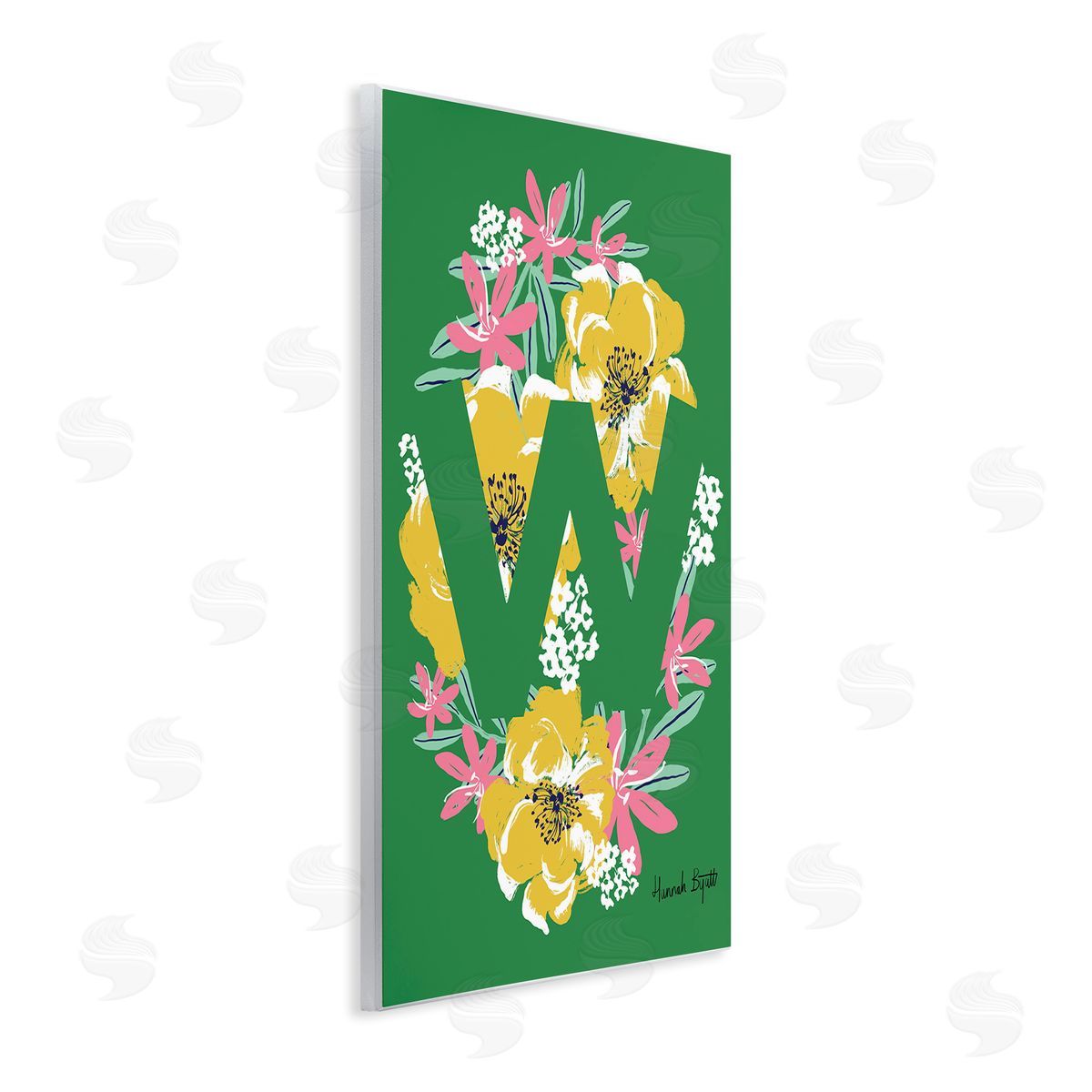 Floral Bloom Letter W Wood Plaque Wall Art, Home Decor by Hannah Louise Byatt