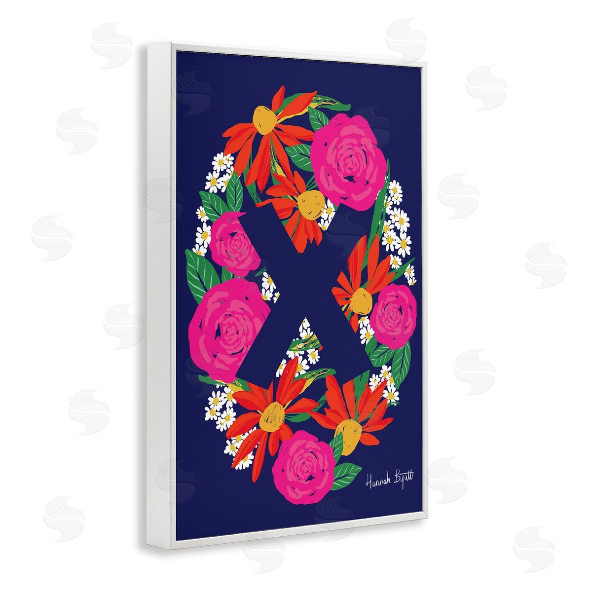 Floral Bloom Letter X White Frame Print Wall Art, Home Decor by Hannah Louise Byatt