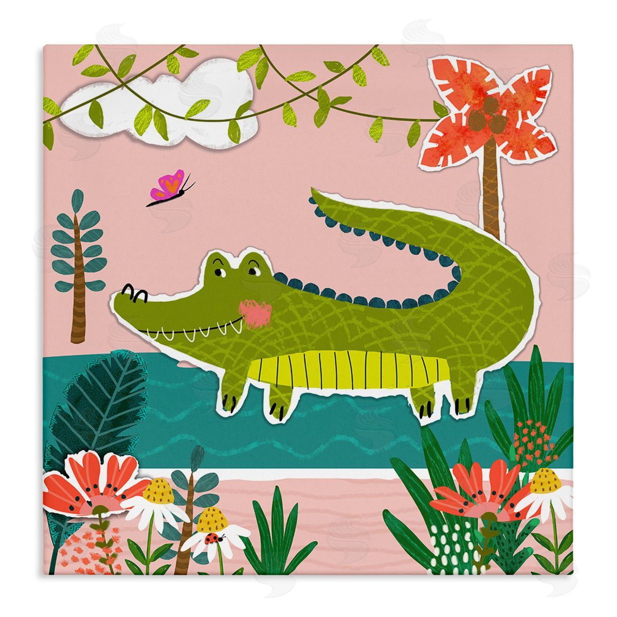 Tina Finn Alligator In Swamp Canvas Wall Art Print