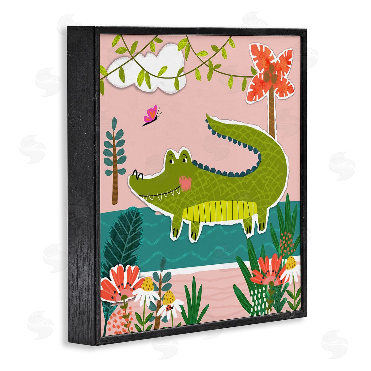Tina Finn Alligator In Swamp Black Framed Giclee Wall Art Print