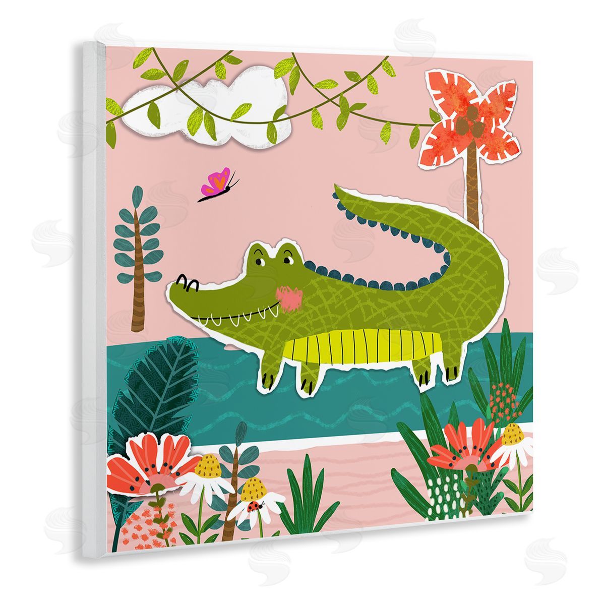 Tina Finn Alligator In Swamp Wooden Wall Plaque Art Print