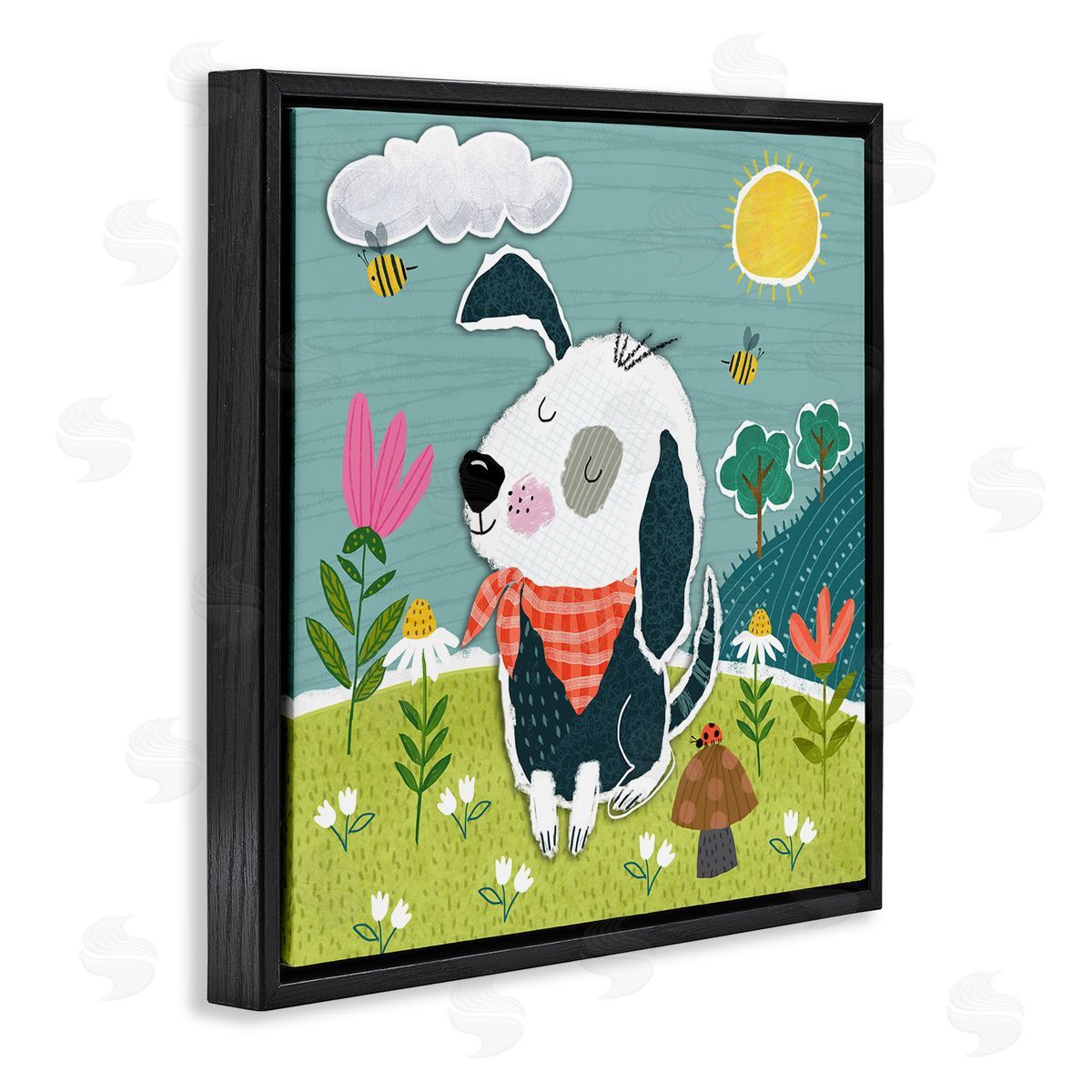 Tina Finn Countryside Dog Landscape Black Floating Frame Canvas Wall Art Print