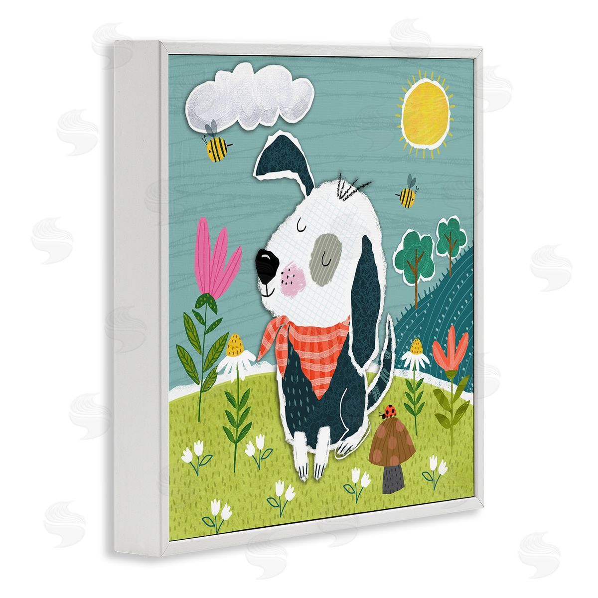 Tina Finn Countryside Dog Landscape White Framed Giclee Wall Art Print