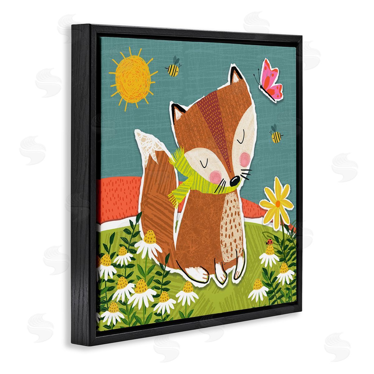 Tina Finn Whimsical Nature Fox Black Floating Frame Canvas Wall Art Print